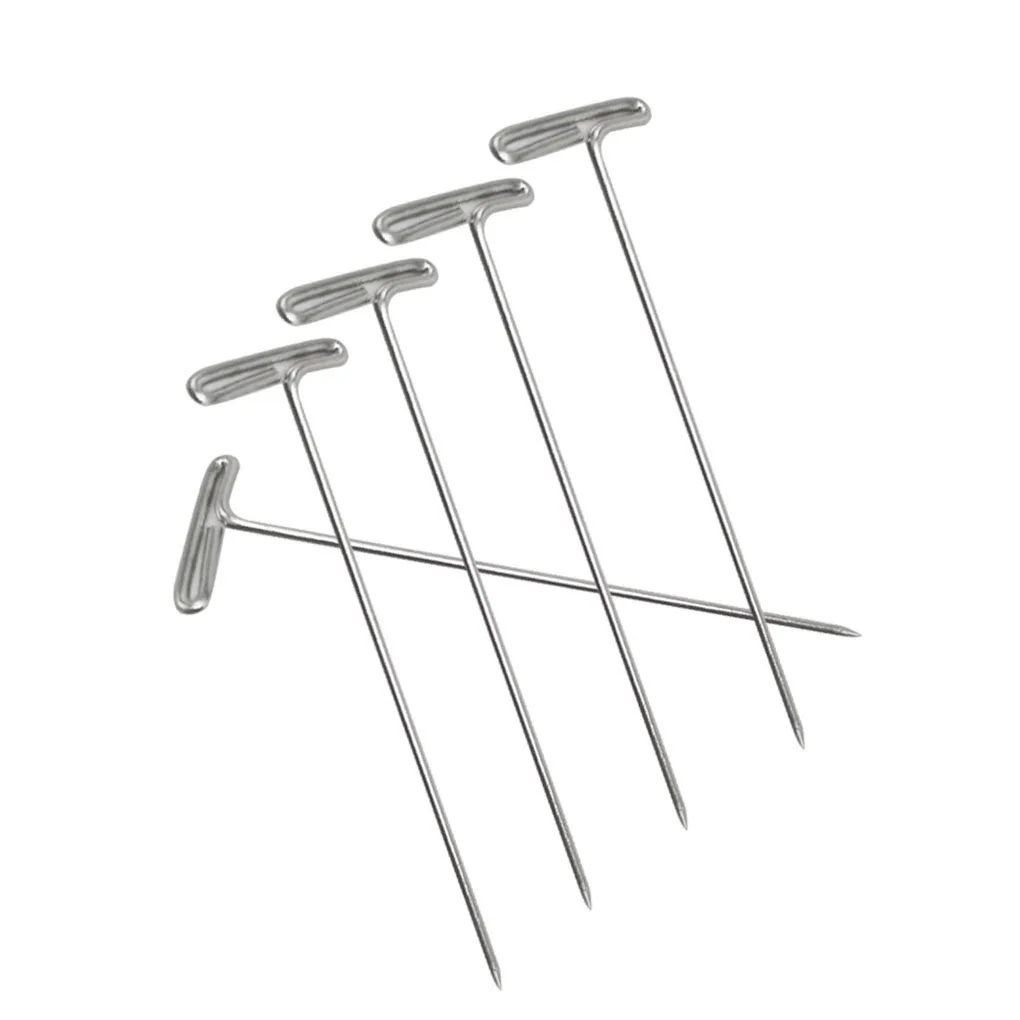 

100Pcs T Pins Needles For Wig Stainless Steel T Shape Pins Wig Making Clip Hair Weave Fixing Pins