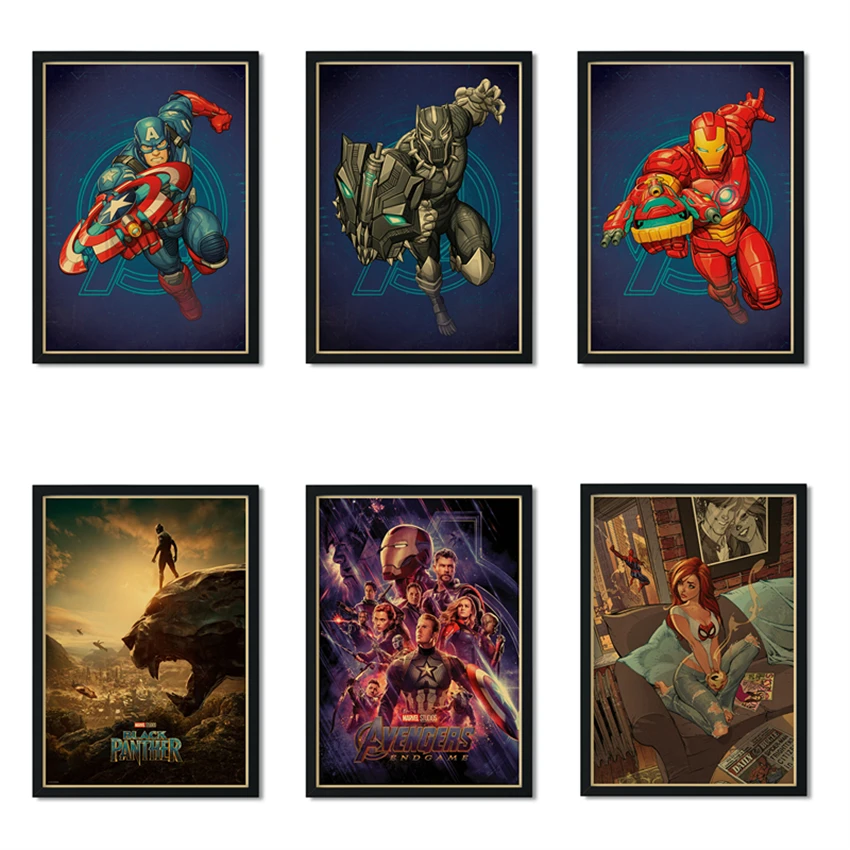 A3/супергерой классический фильм Мстители: финал Marvel Ретро стиль постер Железный
