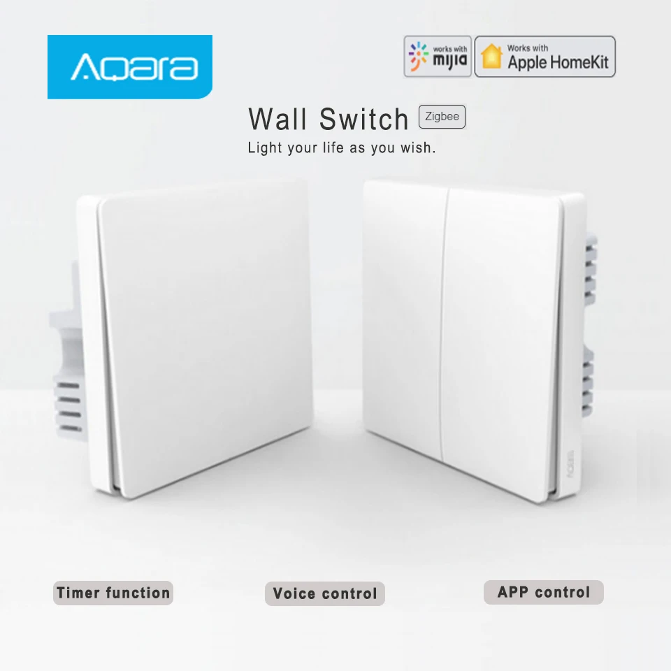 

Smart Home Aqara Smart Wall Switch D1 Zigbee Wireless Remote Control Light Switch 1/2/3 Gang Wall Light Switch For Xiaomi Mihome