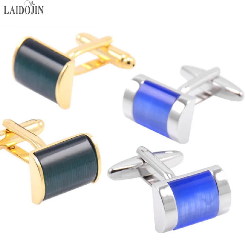 LAIDOJIN Luxury 2 Colors Stone Cufflinks for Mens Shirt Cuff Accessories High Quality Blue Cufflink Fashion Brand Jewelry Design