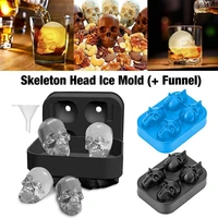 new kitchen 4 cell 3d skull ice grid silicone ice mold ice lattice ice cube moulds skeleton head whiskey wine mould tray