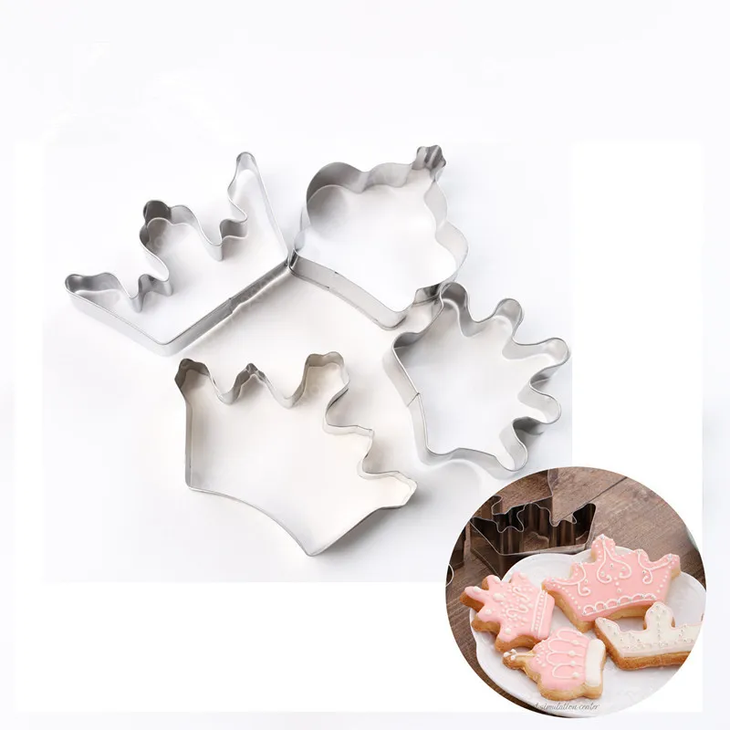 4 шт. 3D форма для резки печенья тиснения в виде короны металлическая выпечки