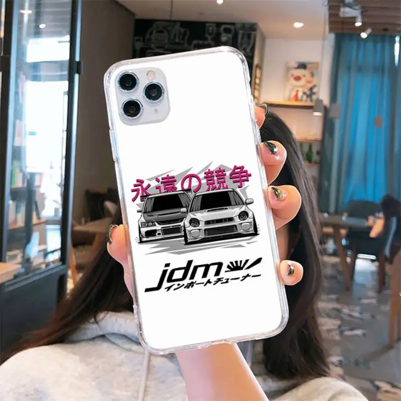 

racing car JDM cartoon Phone Case Transparent for iPhone 6 7 8 11 12 s mini pro X XS XR MAX Plus