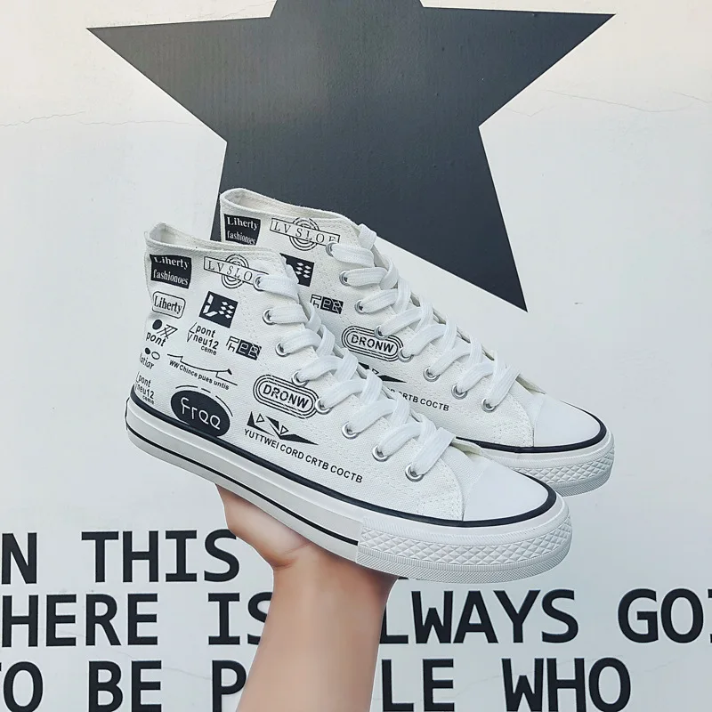 

Canvas Shoes Men's High-Top Sneakers 2021 Summer New Breathable Lightweight Vulcanized Shoes Outdoor Leisure Skateboard Shoes