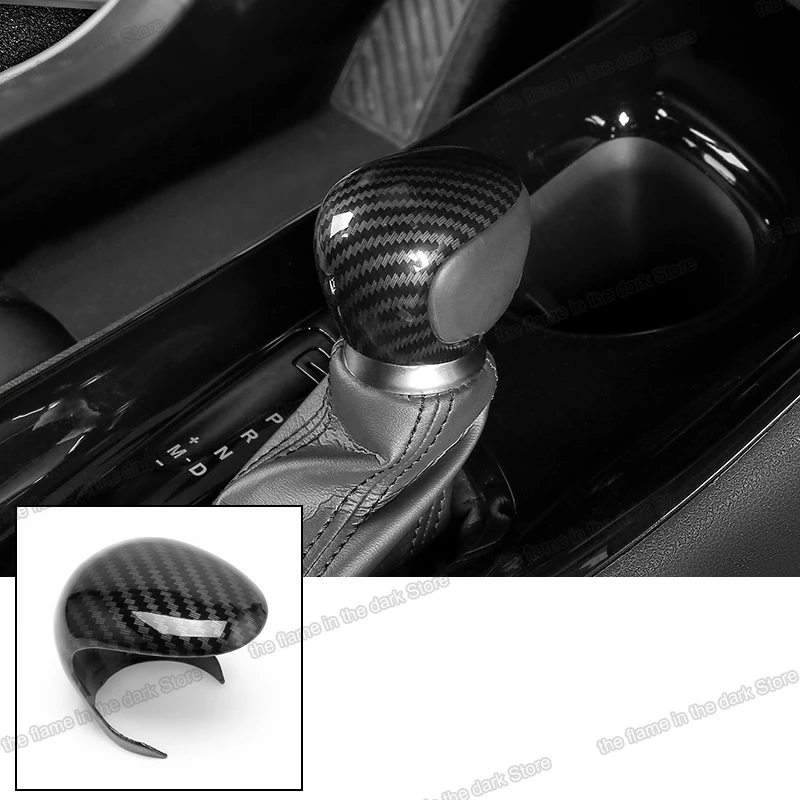 

lsrtw2017 carbon fiber leather car gear lever cover for toyota chr 2017 2018 2019 2020 abs shift knob c-hr accessories