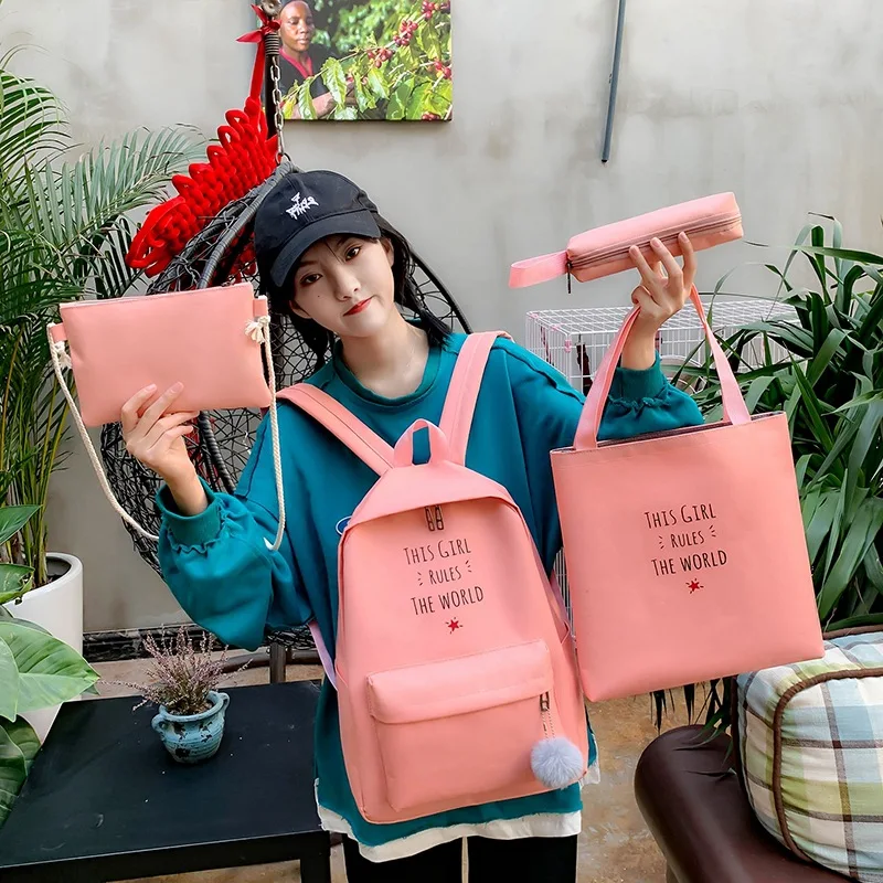 

School Bag Student Korean-style Campus Hipster Canvas Junior High School STUDENT'S Backpack Fashion Cute Young STUDENT'S School