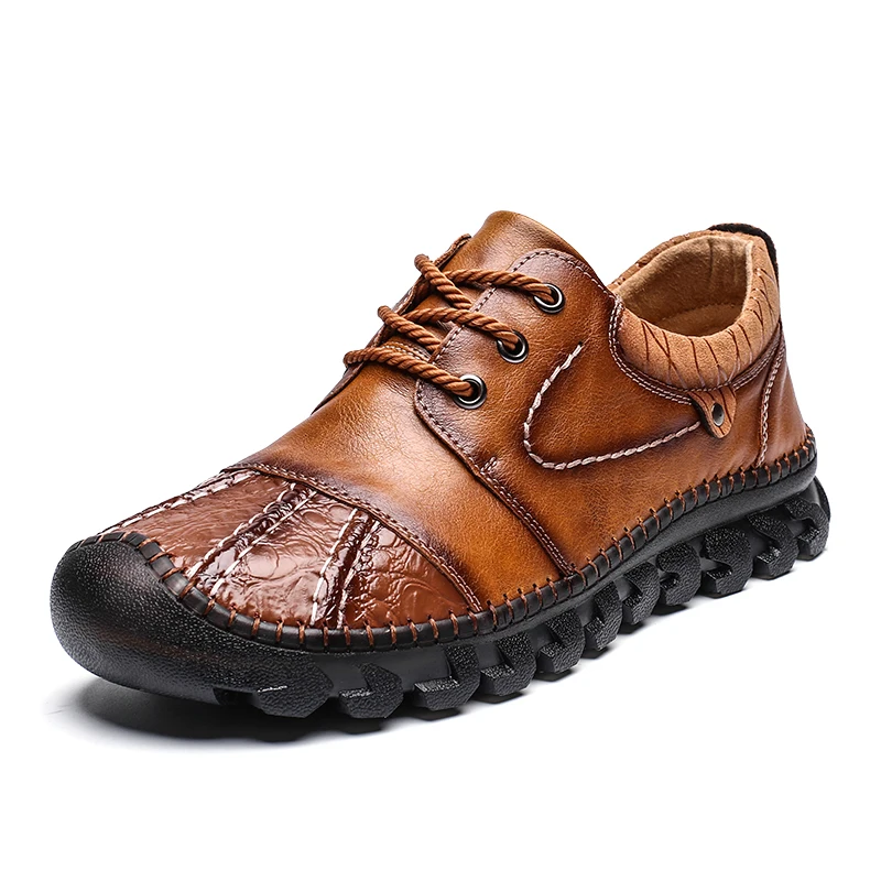 

High Quality Men's Classical Retro Leather Shoes Fashion British Style Breathable Leather Loafers Men's Flats Shoes Plus Size
