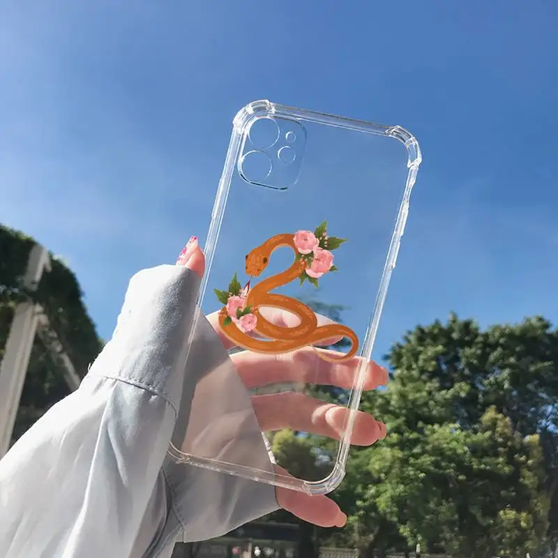 

Hand Snake Phone Case Transparent for Clear iPhone 11 12 8 7 6 6S XS MAX Plus X 5S SE 2020 XR mini pro