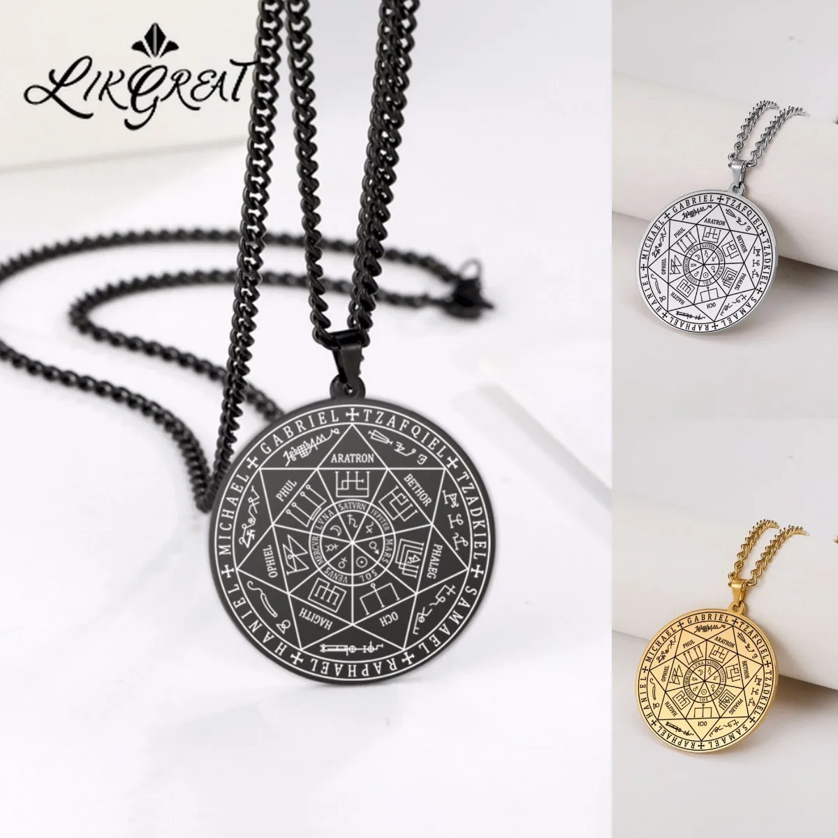 Wicca 7 Archangels Sigil ожерелья с подвесками для мужчин и женщин колдовство кулон