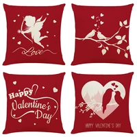valentines day themed print cushion cover decorative pillows cartoon seat cushions home decor flax throw pillow sofa pillowcase