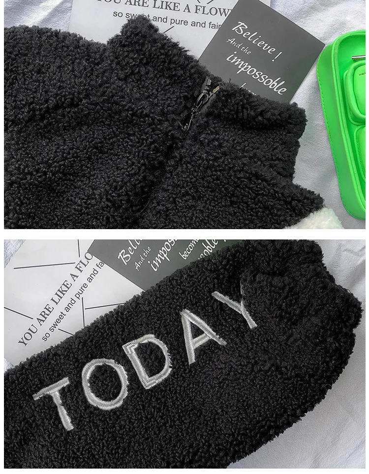 

Girls winter new fur coats children letter embroidery lambswool jacket kids warm fashion outfit 4-14Y WS1926 wholesale