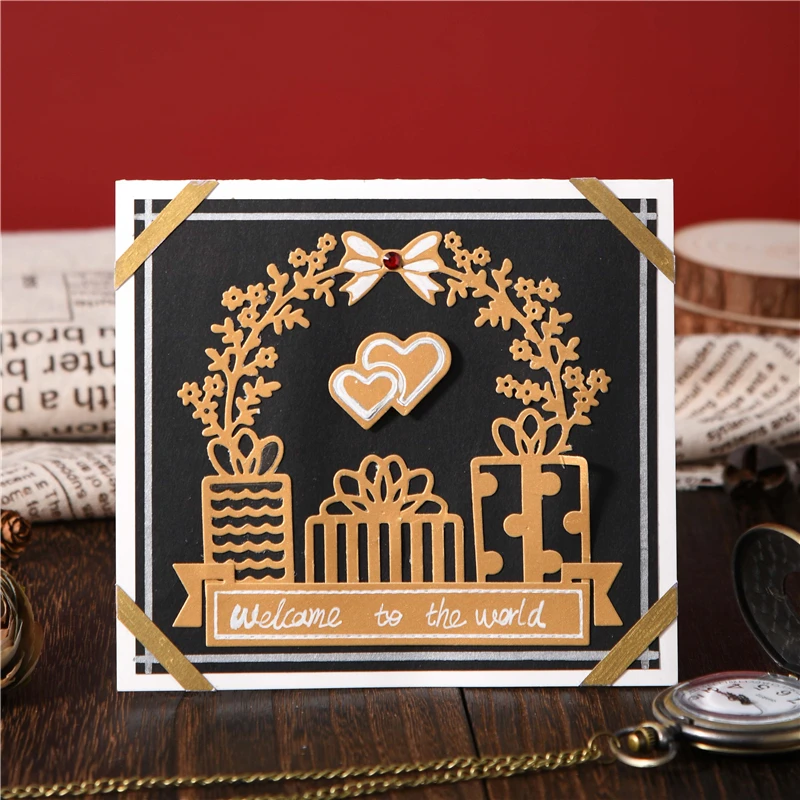 DiyArts Подарочная коробка штампы цветок Венок металлические Вырубные для