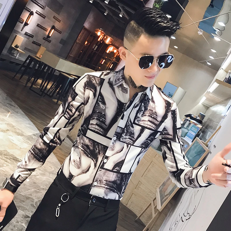 

Высокое качество, сезон весна; Новинка; Красивая одежда для девочек с длинными рукавами и принтом рубашки для мужчин одежда 2021 уличная Slim Fit ...