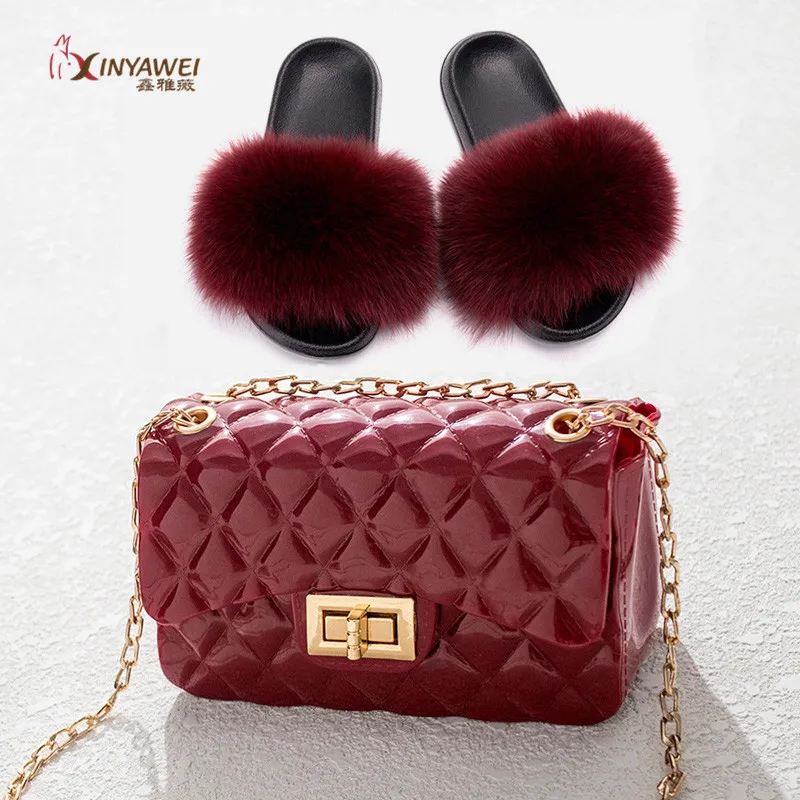 Женские шлепанцы из 100% натурального Лисьего меха радужная обувь милые меховые