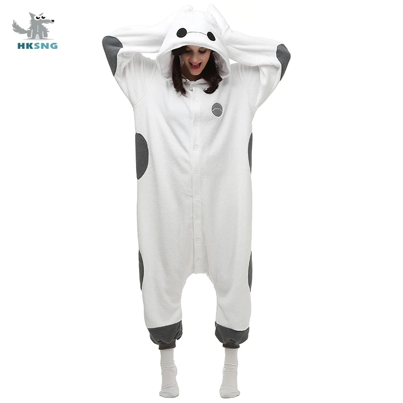 Взрослые кигуруми Baymax комбинезоны фланелевые Мультяшные пижамы животные