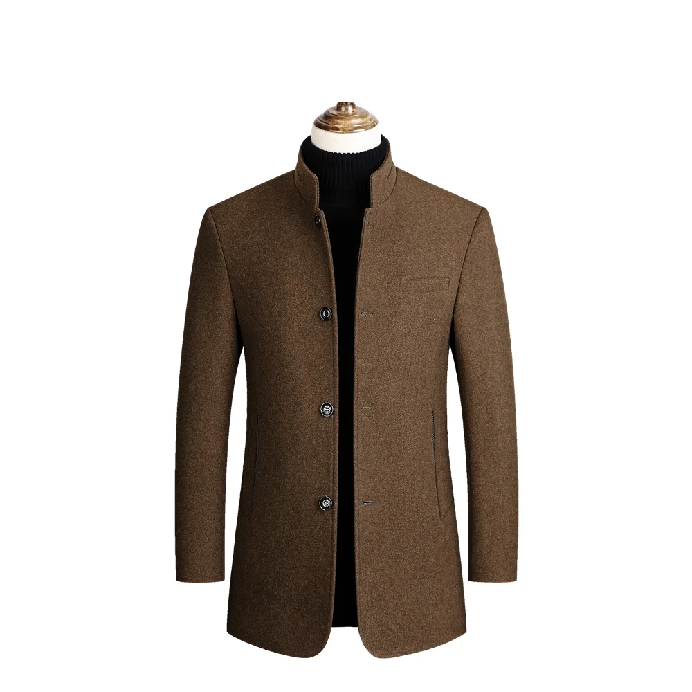 Men's Tweed Coat,Men's Trench Coat Jacket,Middle-aged Dad's Coat,collar Tweed Coat,Middle-aged and Old Wool Coat,Tweed Coat Men - Цвет: CAMEL