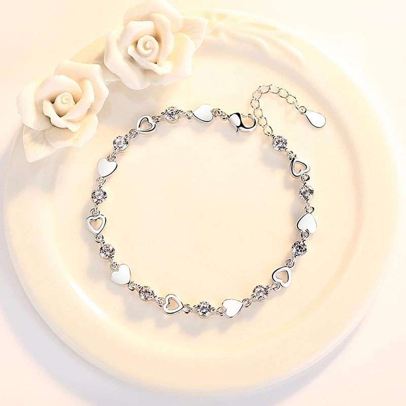 1 шт. браслет в форме сердца женский с кристаллами циркония ручная работа |
