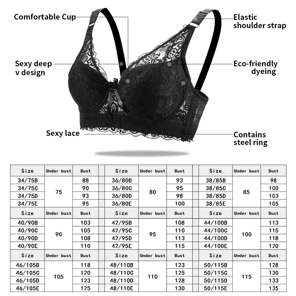 

Plus Size bra sexy bralette crop top Underwear push up strapless bra bh lace Female bra Lingerie Brassiere sujetador biustonosz