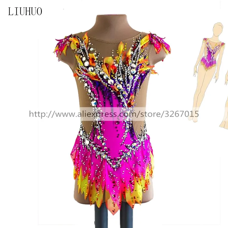 

LIUHUO Figure Skating Dress Women's Girls' Ice Performance Rhythmic Gymnastics Competition Dance Leotard Artistic Costume Pink