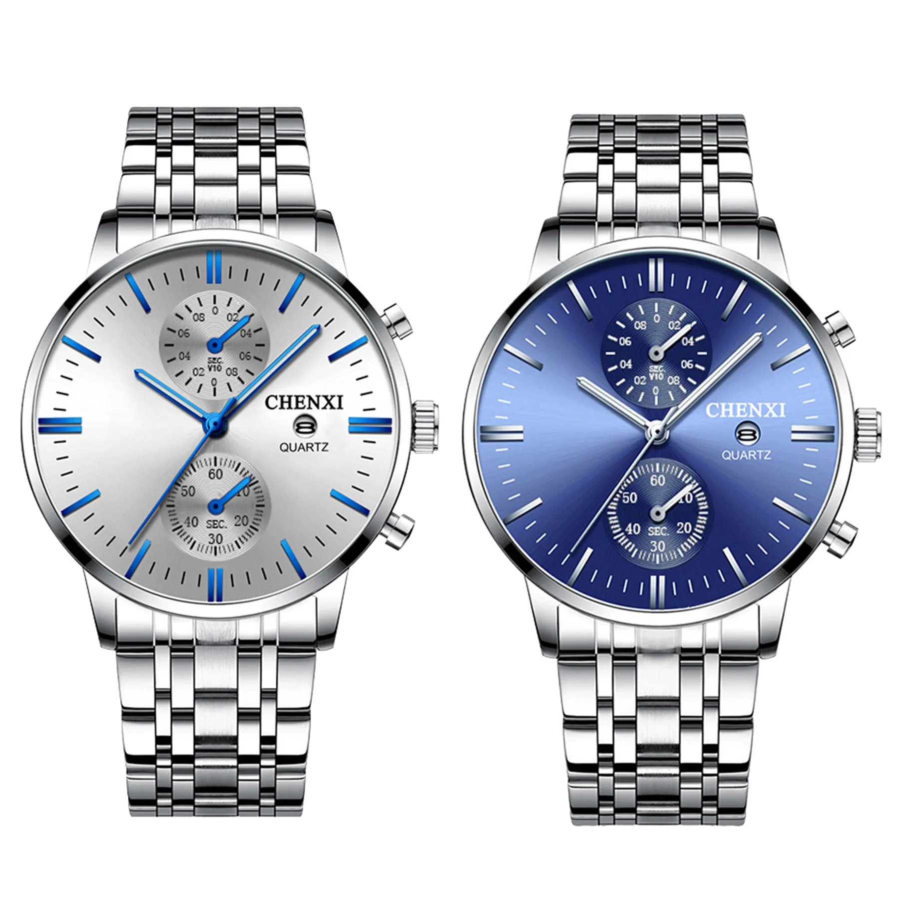 

Lancardo Luxury Men's Fashion Watches Two-eye Decoration Calendar Dial Stainless Steel Strap Quartz Watch relogio masculino