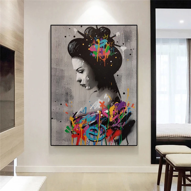 

Modern Graffiti Art Street Figure Canvas Painting Cuadros Posters Print Picture Wall Art for Living Room Home Decor (No Frame)