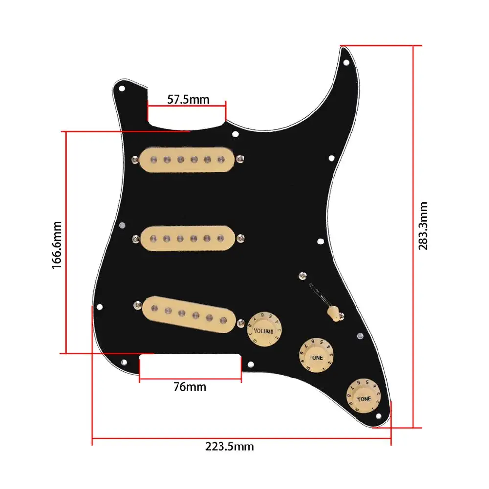 Kmise электрогитара загружена накладку царапин пластины для Fender Strat части 3 слоя SSS черный
