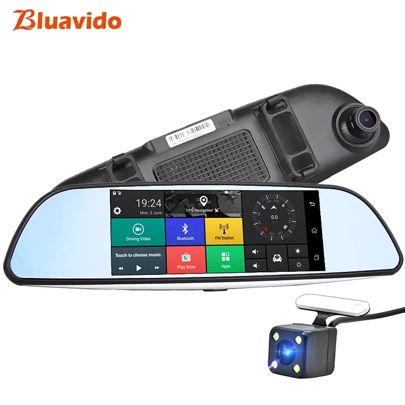 Bluavido 7 дюймов Автомобильное зеркало заднего вида DVR 4G ADAS Android gps навигация FHD 1080P видеорегистратор WiFi мониторинг авто видео рекордер