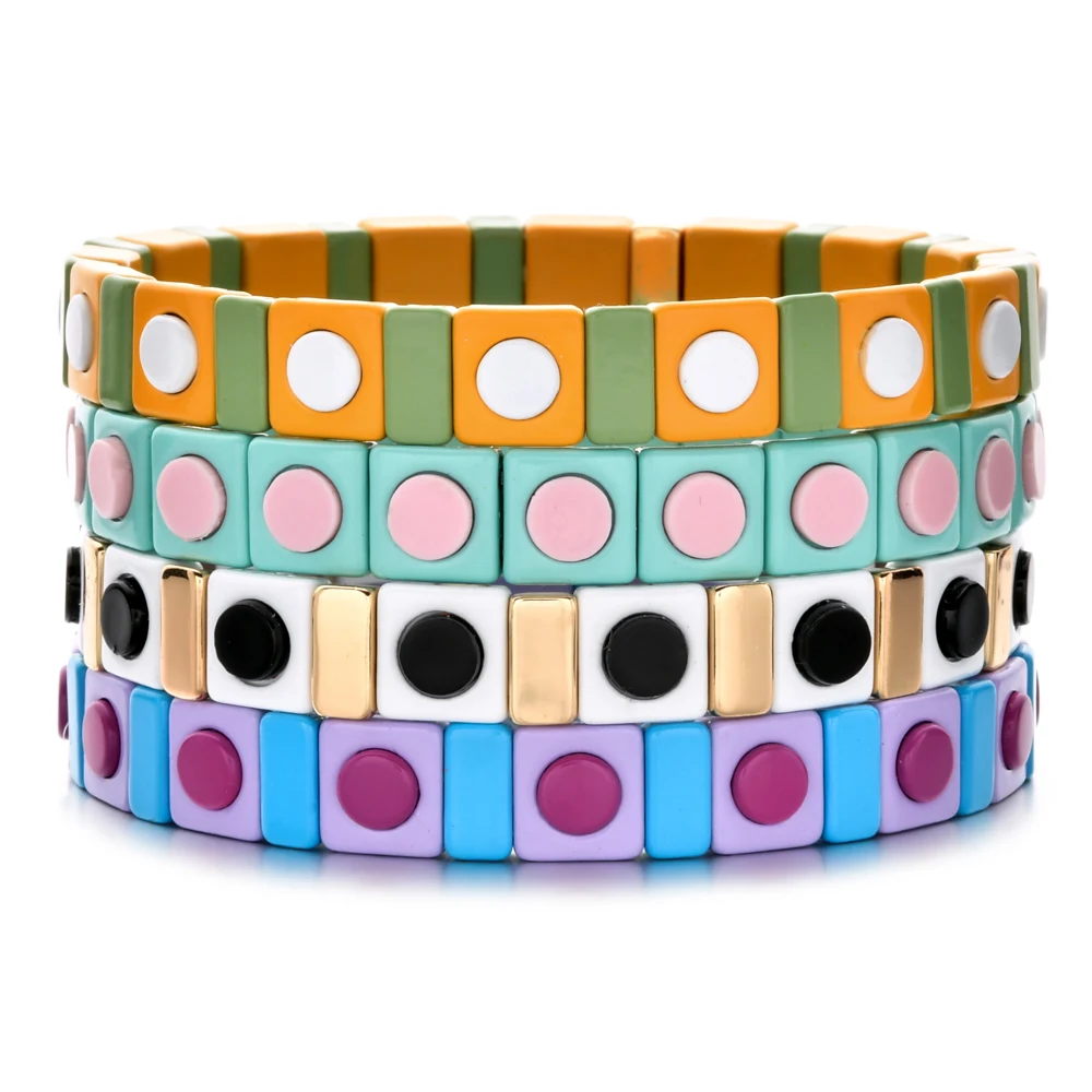 

New Element Friendship Bracelet Homme Women Enamel Tile Bracelets Stretch Jewelry Rainbow Bangles Bohemian Pulsera Mujer Moda