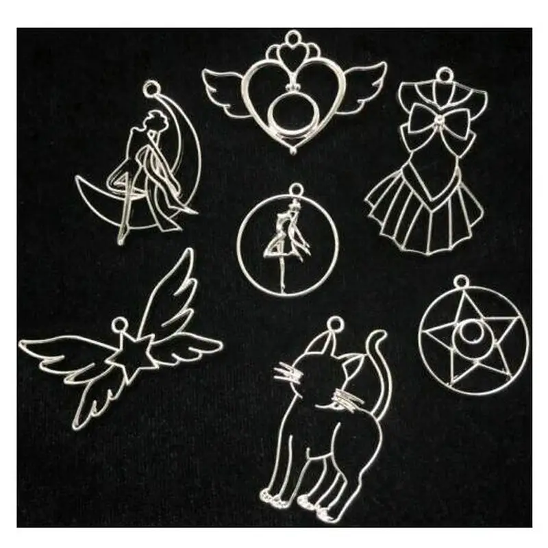 

Moon Cat Star Heart Decor Metal Frame Jewelry Fillings Pendant Accessory Diy Handmade UV Resin Crystal Epoxy Open Bezels Craft