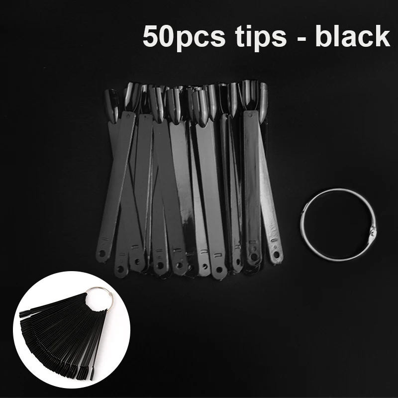 50 pcs tips-black Накладные ногти: 20/50/100/120/150 шт. накладные ногти натуральный прозрачный розовый черный Цвет Nail Art Ложные Типсы Практика Дисплей - Цвет: 50 pcs tips-black