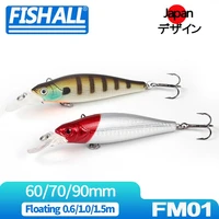 fishall high quality hard wobbler 90mm 70mm 60mm floating minnow lure bait for bass pike fishing