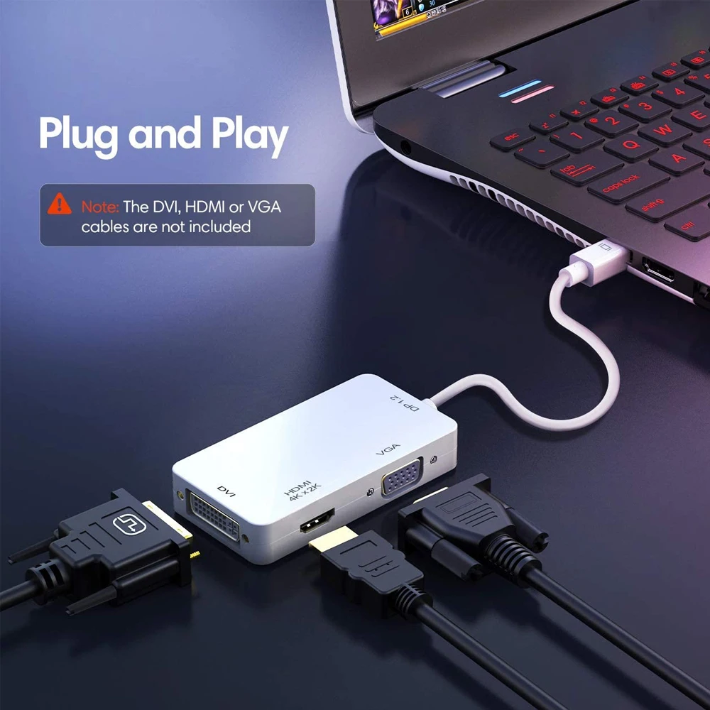 Преобразователь Mini DisplayPort в 4K HDMI-совместимый 1080P VGA DVI для Macbook Pro Air Thunderbolt проектор