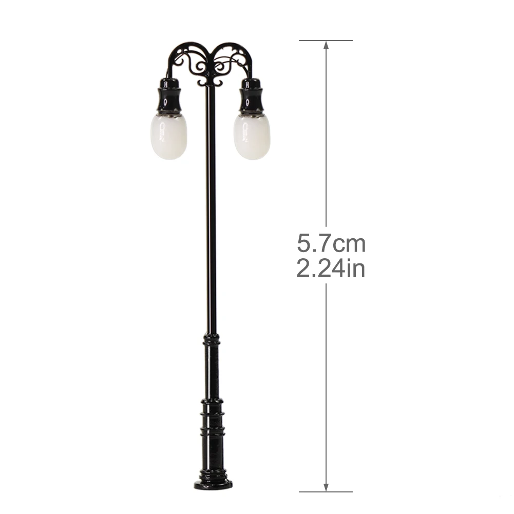 5pcs OO HO N Scale Lamp Post Two-heads Street Lights Model Railway LEDs Warm White LQS72 | Игрушки и хобби