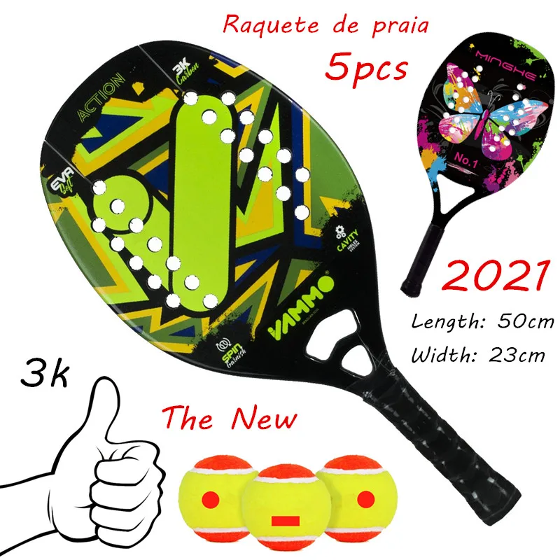 

2021 Professional 3K Carbono Beach Tennis Paddle Racket Soft EVA Face Raqueta For Adult Tenis Equipment