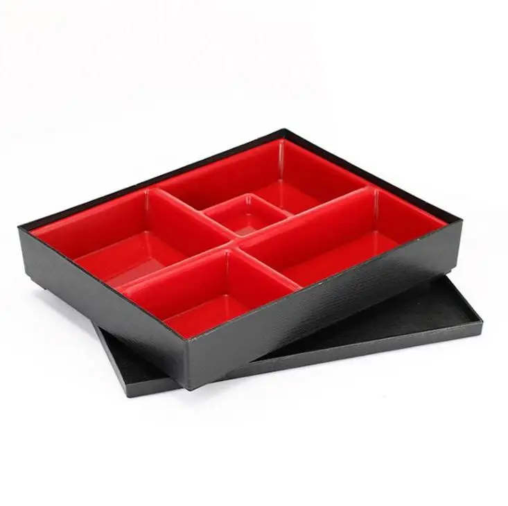 

Japanese Style Sushi Box Plastic Lunch Sub Grid Rectangular Fast Food Business Packages Box 10pcs/lot 27*21*5cm Wholesale