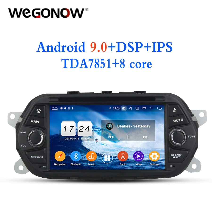 TDA7851 Android 9 0 для Fiat EGEA 2015 2016 2017 8 ядер 4 Гб + 32 ГБ Автомобильный DVD-плеер GPS Glonass Map RDS