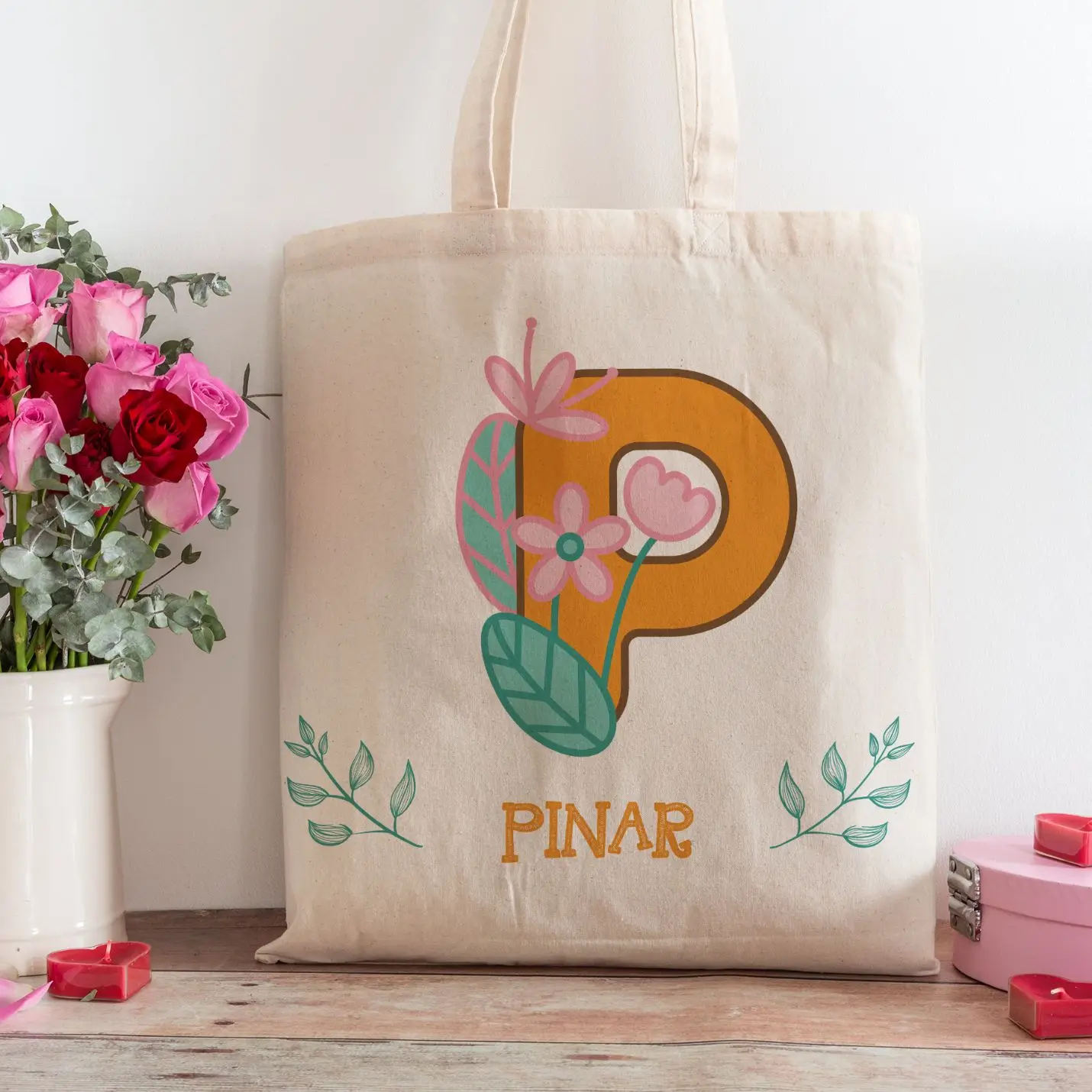 

Personalized Letter P Design Name Printed Bag