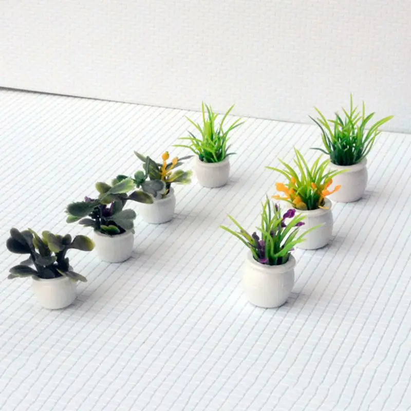

Set of 7 Dollhouse Miniature Pot Flowers Landscape DIY Sand Table Plant Model