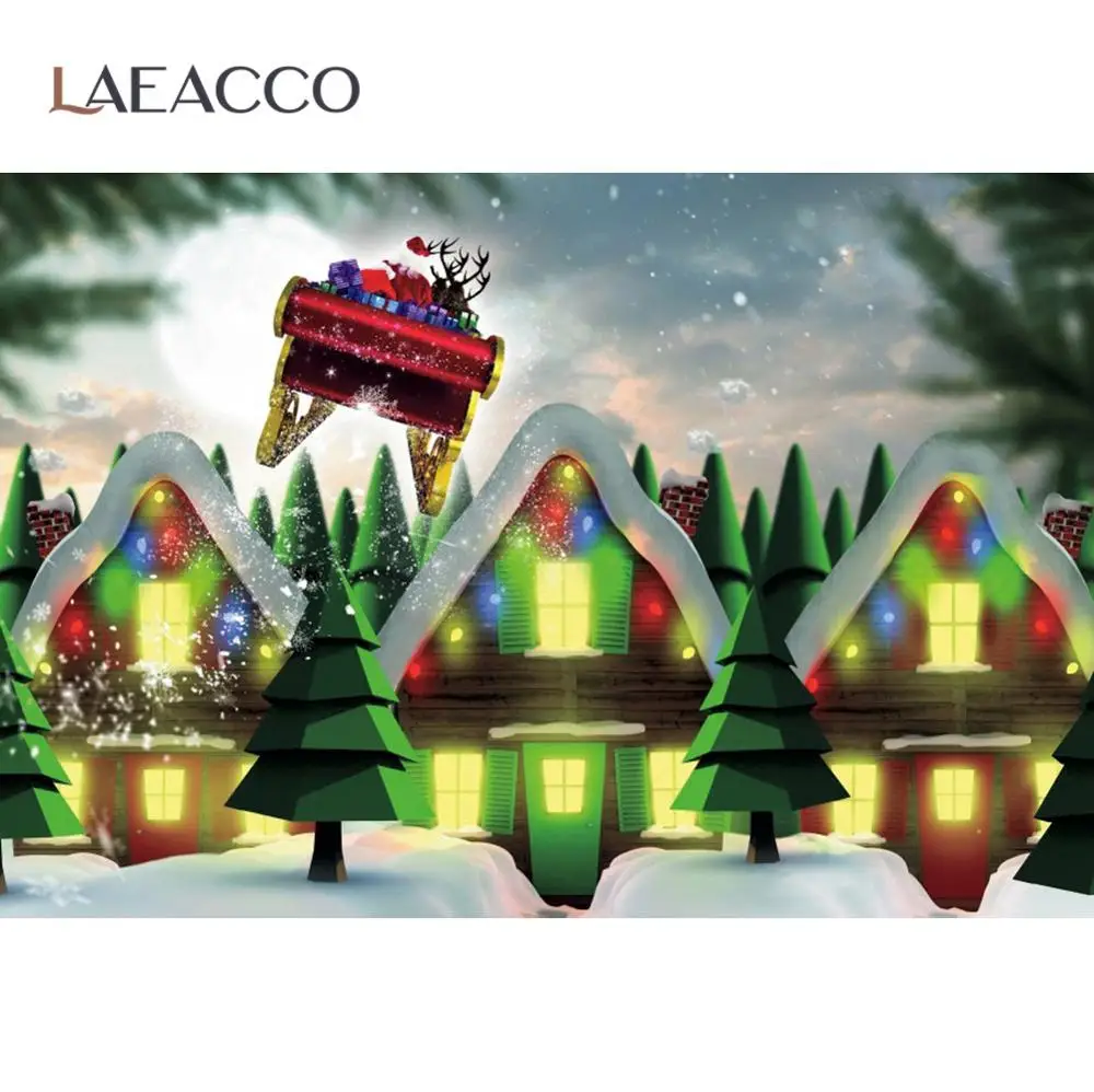 

Photography Backdrop Rural House Room Christmas Santa Clause Baby Cartoon Winter Snow Lantern Scenic Photo Background Photocall