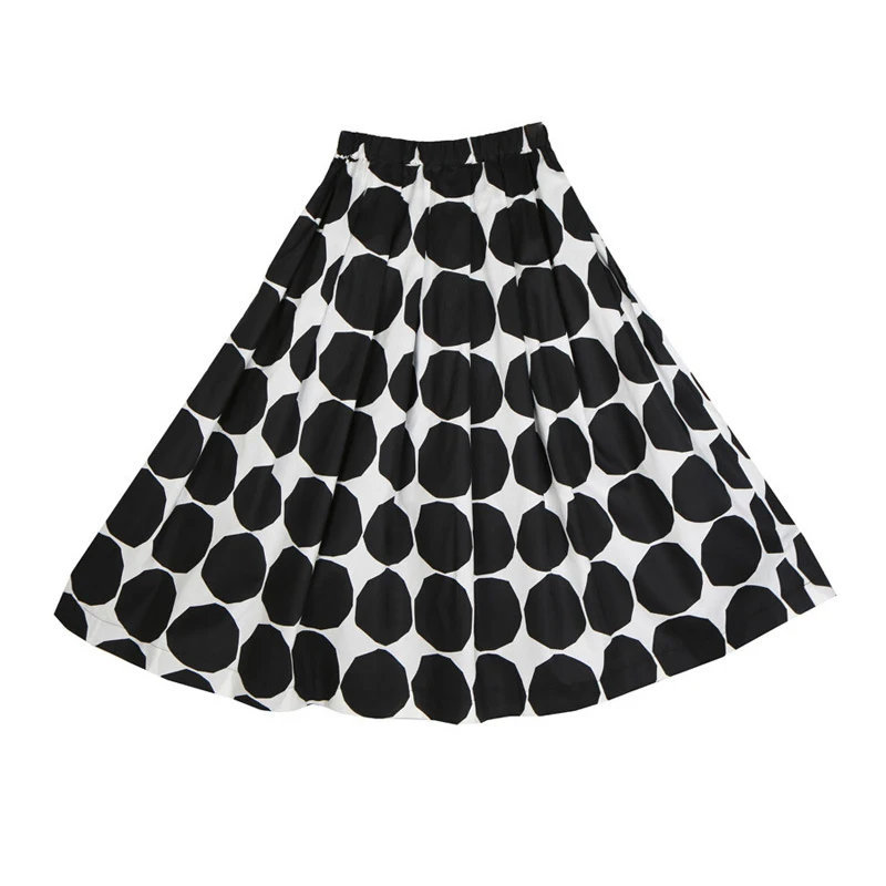 

YourSeason Summer Korean Fashion Wave Point Print A-Line Skirts Women 2020 Casual Elastic Waist Pockets Loose Ladies Skirts