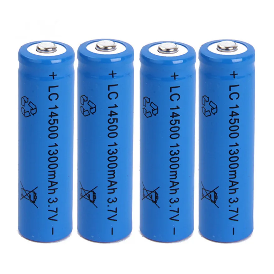 4pcs/lot SHSEJA High Capacitance 14500 Battery 3.7V 1300mAh Rechargeable li-ion Battery for Led Flashlight Batery Battery Newest