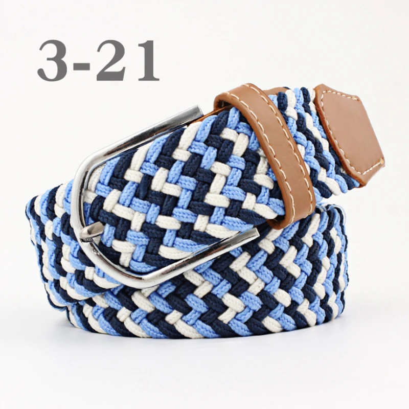 

Colors Men Women Casual Knitted Pin Buckle Belt Woven Canvas Elastic Expandable Braided Stretch Belts Plain Webbing Strap