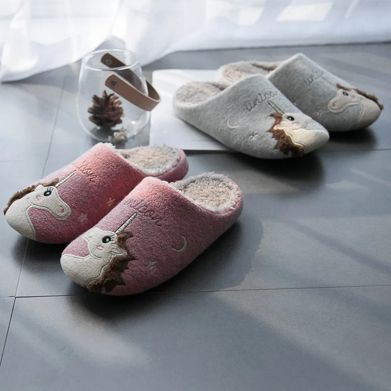 Домашняя теплая женская обувь зимние меховые домашние тапочки с милыми