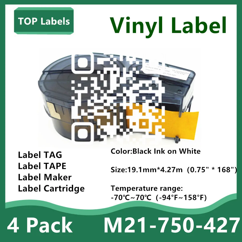 

4 Pack BMP21 Label M21 750 427 Labels Maker TAPE for BMP21-PLUS BMP21-LAB printer Control Panels,Electrical Panels,Datacom TAG