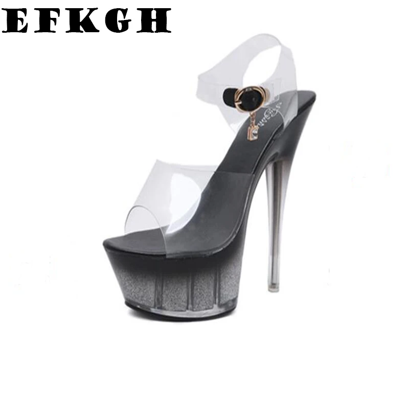 Сандалии женские на тонком высоком каблуке босоножки платформе прозрачные лето