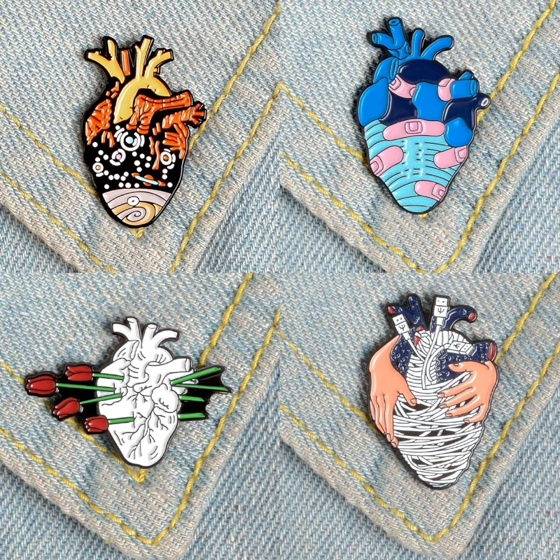 Коллекция Love Heart эмалированная булавка Звездная Ночная волна Вселенная разбитая