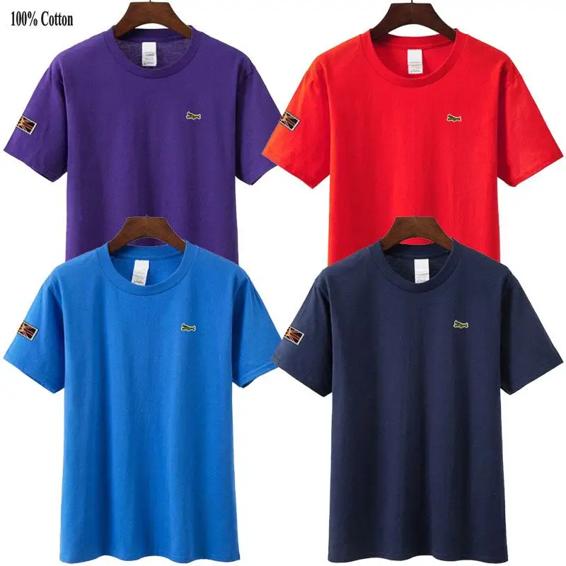 Мужские футболки с коротким рукавом 100% хлопок вышивкой Брендовые повседневные