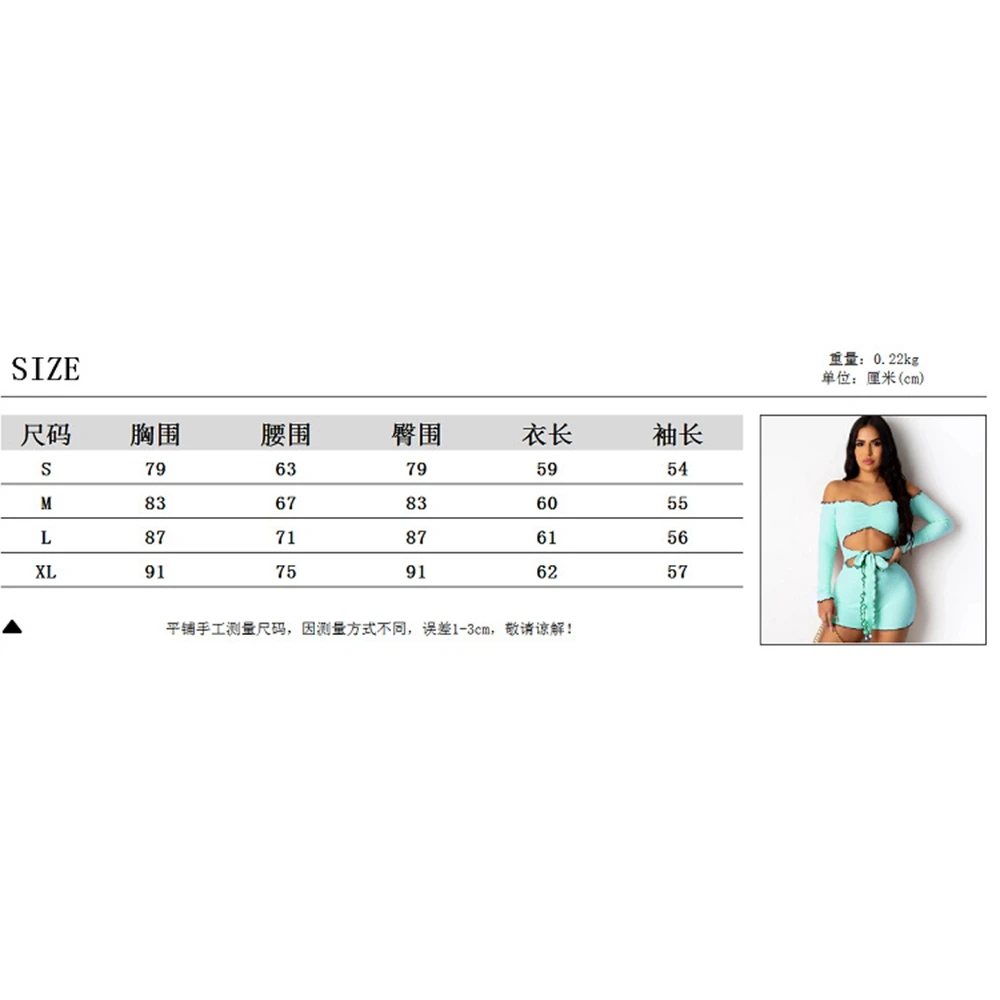 

Sexy Women Summer Outfit Solid-Color Off-The-Shoulder Long-Sleeves Front Hole Ruffled Playsuits with Tie-Waist for Girls