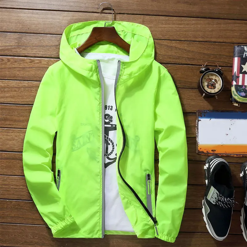 

Outdoor Women Men Coat Jackets Hooded Ultra-light Waterproof Windbreakers Jacket Solid Long Sleeve Outwear Tops Casual 6XL