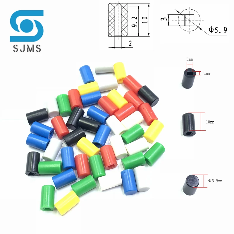 50Pcs A04 Switch caps Tactile Push Button Switch Cap 6*10mm Applies to 5.8*5.8 7*7 8*8 8.5*8.5 Self-locking Switch Button Cap
